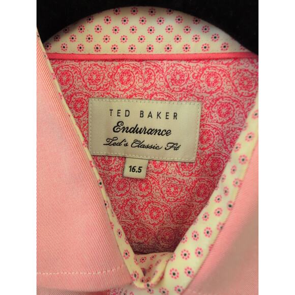 Ted Baker Endurance Pink Button Down Shirt Size L 16.5 Collar - Picture 2 of 4